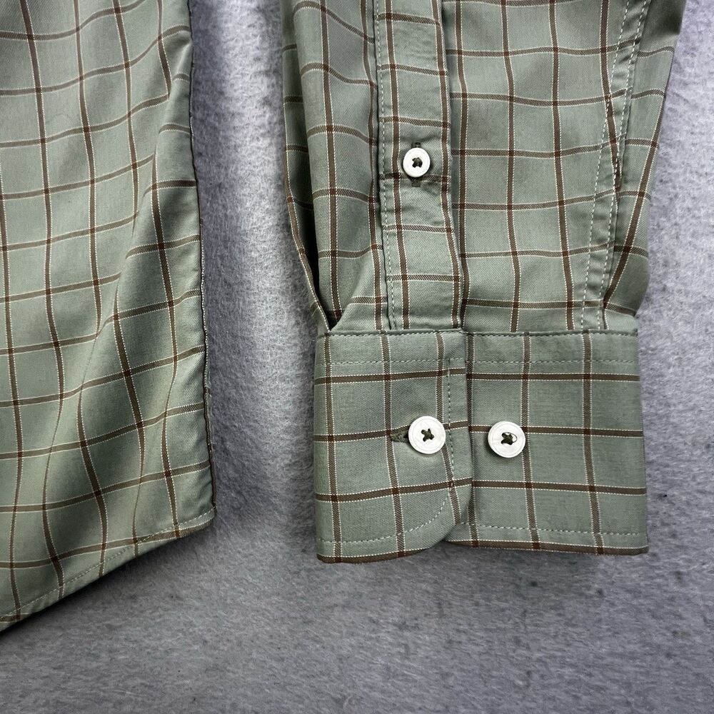UNTUCKit Performance Shirt Medium Green Plaid Button Front Polyester Designer - Picture 5 of 12